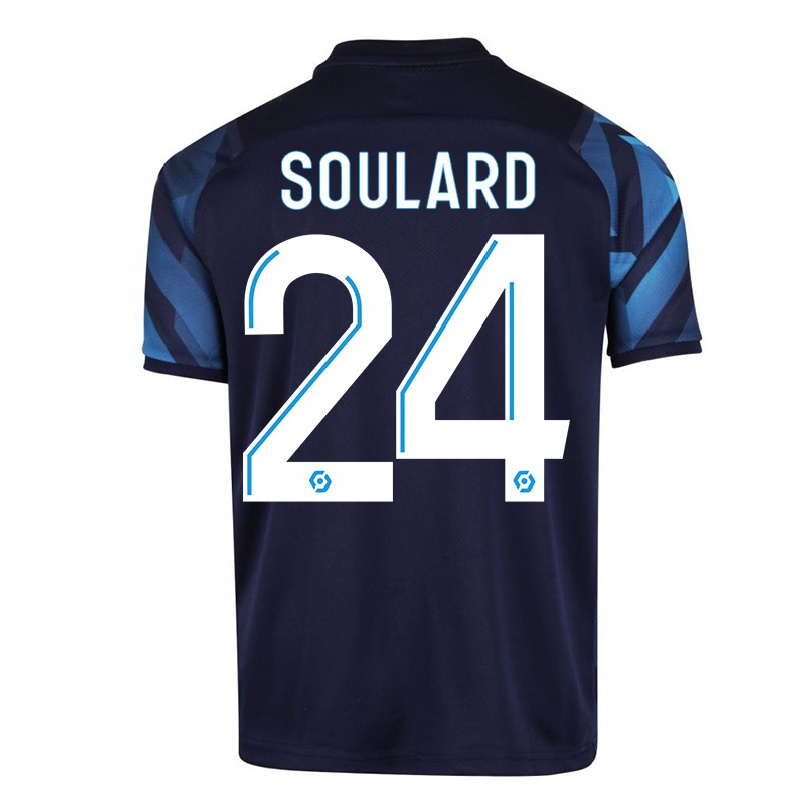 Enfant Football Maillot Amandine Soulard #24 Bleu Foncé Tenues Extérieur 2021/22 T-shirt