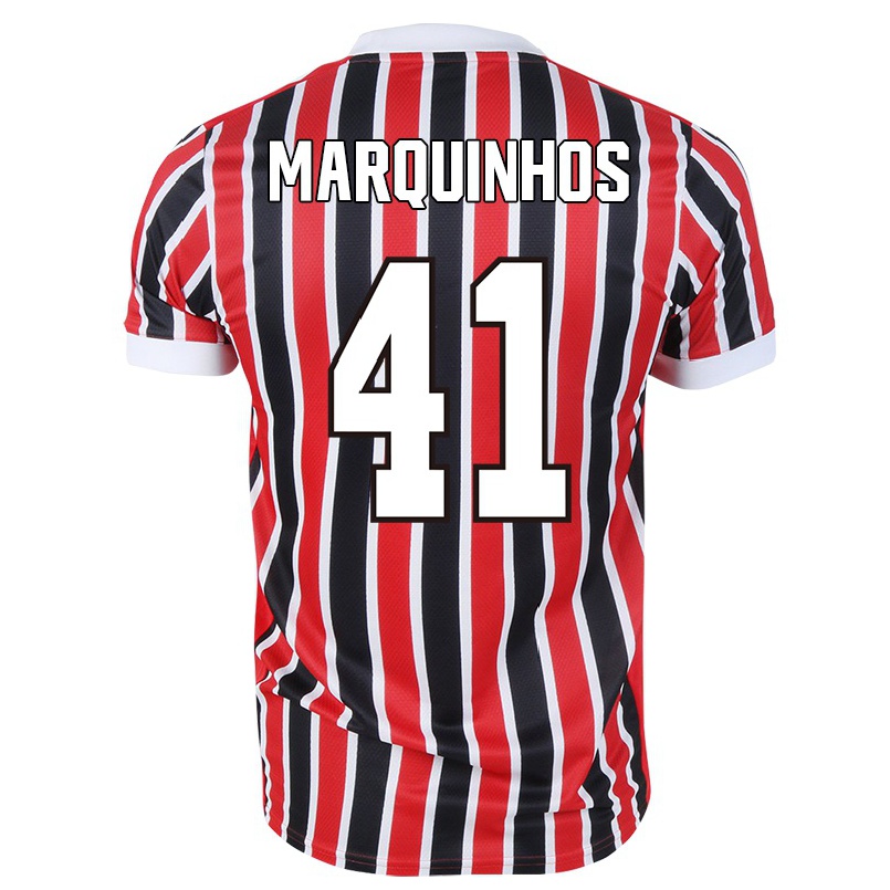 Enfant Football Maillot Marquinhos #41 Rouge Noir Tenues Extérieur 2021/22 T-shirt