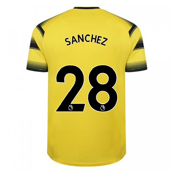 Enfant Football Maillot Carlos Sanchez #28 Jaune Noir Tenues Domicile 2021/22 T-shirt