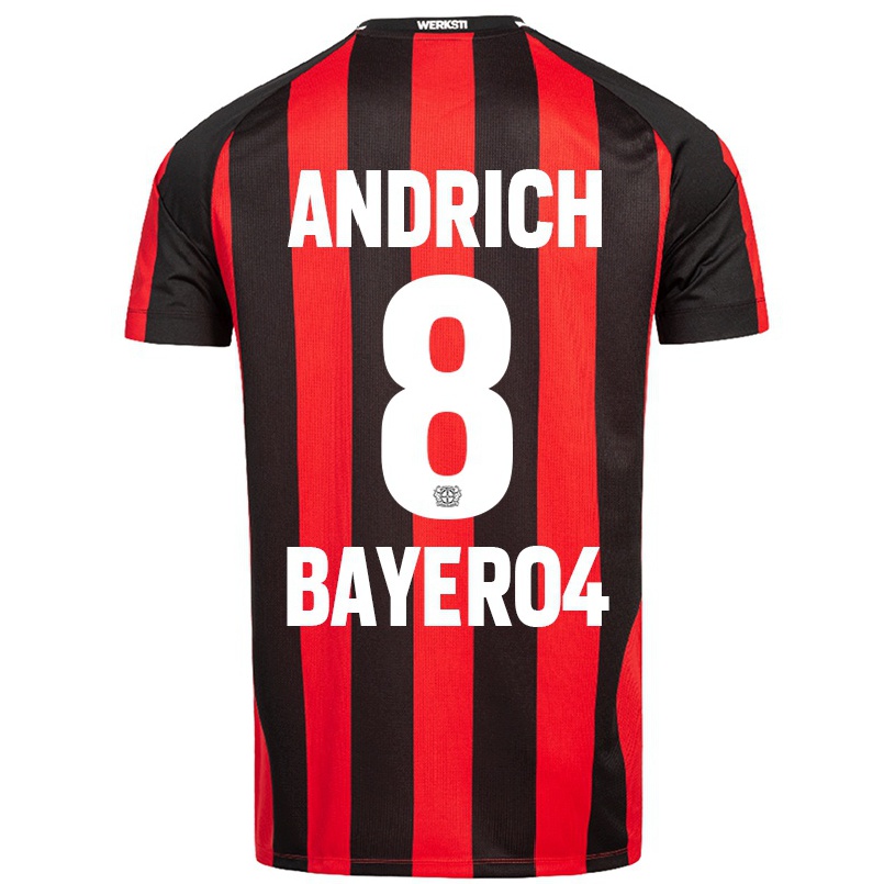 Enfant Football Maillot Robert Andrich #8 Rouge Noir Tenues Domicile 2021/22 T-shirt