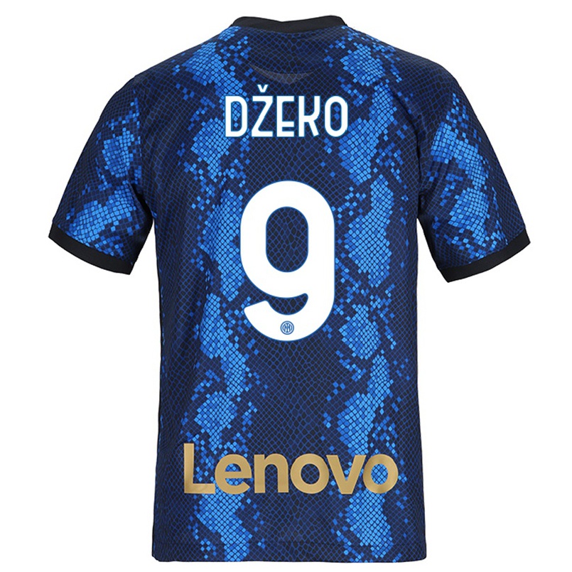 Enfant Football Maillot Edin Dzeko #9 Bleu Foncé Tenues Domicile 2021/22 T-shirt