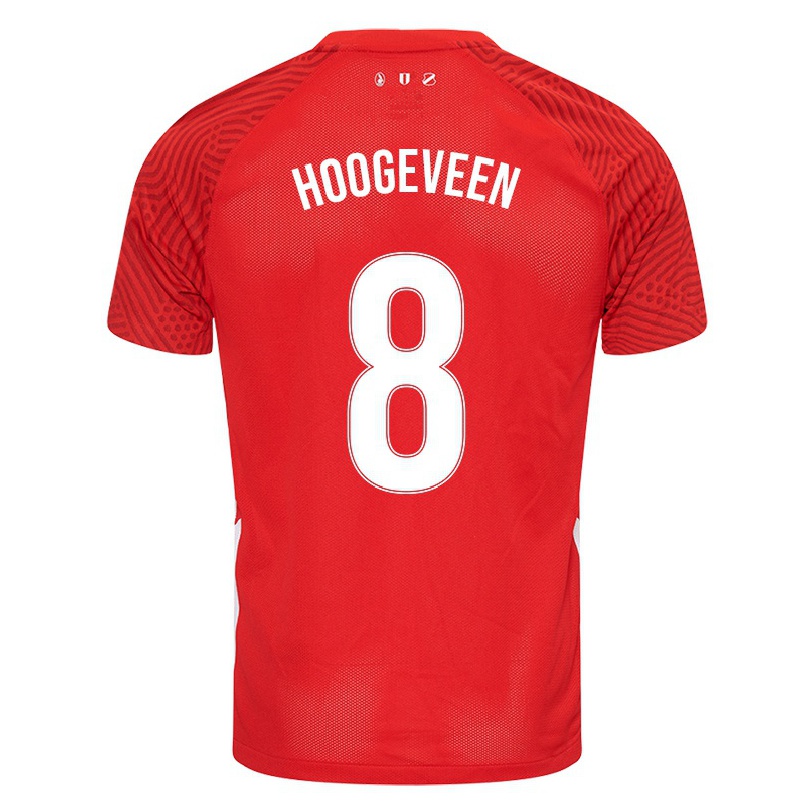 Enfant Football Maillot Lisanne Hoogeveen #8 Rouge Tenues Domicile 2021/22 T-shirt