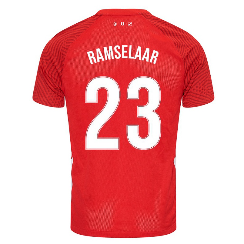 Enfant Football Maillot Bart Ramselaar #23 Rouge Tenues Domicile 2021/22 T-shirt