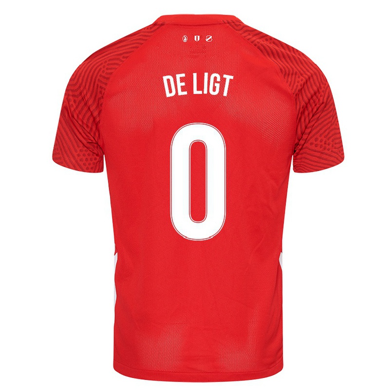 Enfant Football Maillot Max De Ligt #0 Rouge Tenues Domicile 2021/22 T-shirt