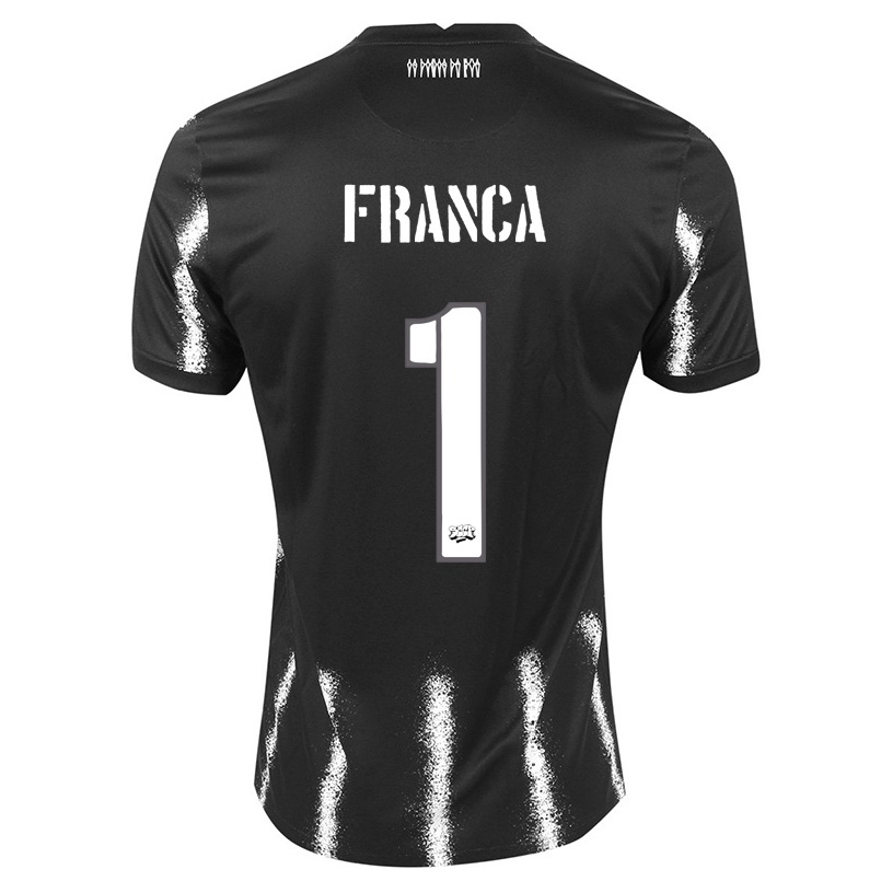 Enfant Football Maillot Caique Franca #1 Le Noir Tenues Extérieur 2021/22 T-shirt