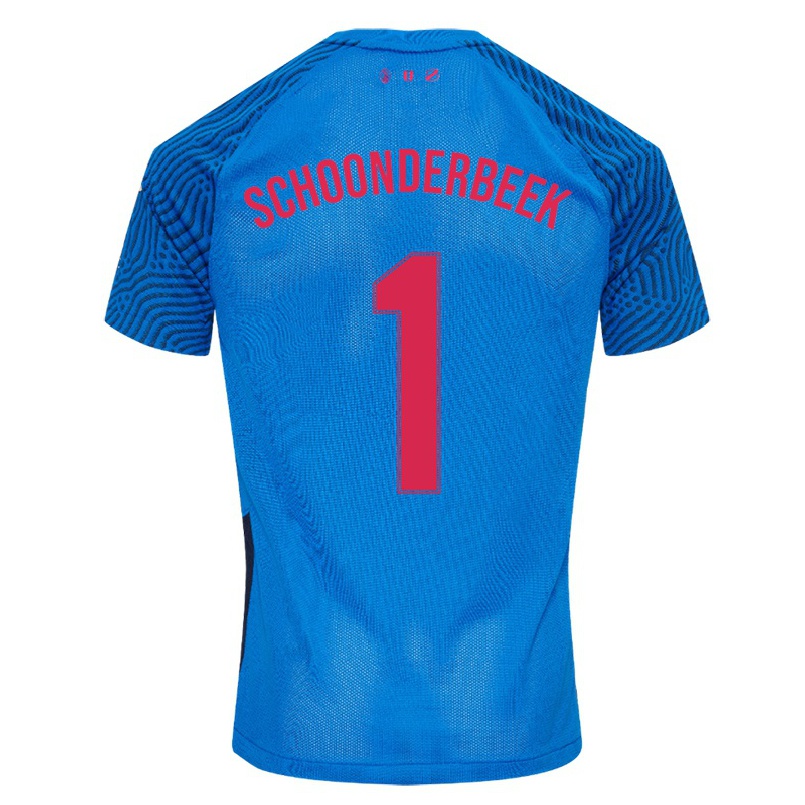 Enfant Football Maillot Sharon Schoonderbeek #1 Bleu Ciel Tenues Extérieur 2021/22 T-shirt