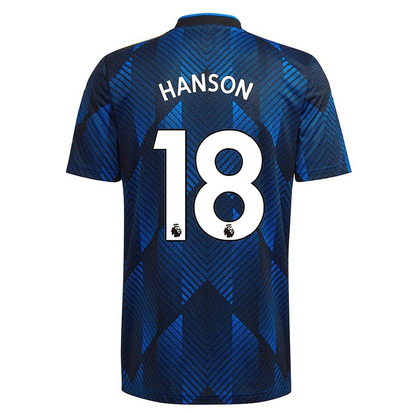 Enfant Football Maillot Kirsty Hanson #18 Bleu Foncé Tenues Third 2021/22 T-shirt