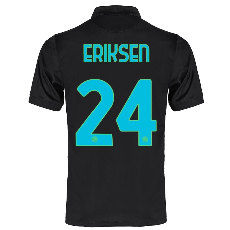 Enfant Football Maillot Christian Eriksen #24 Noir Tenues Third 2021/22 T-shirt