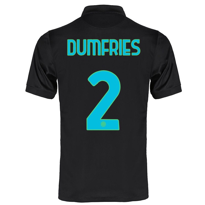 Enfant Football Maillot Denzel Dumfries #2 Noir Tenues Third 2021/22 T-shirt