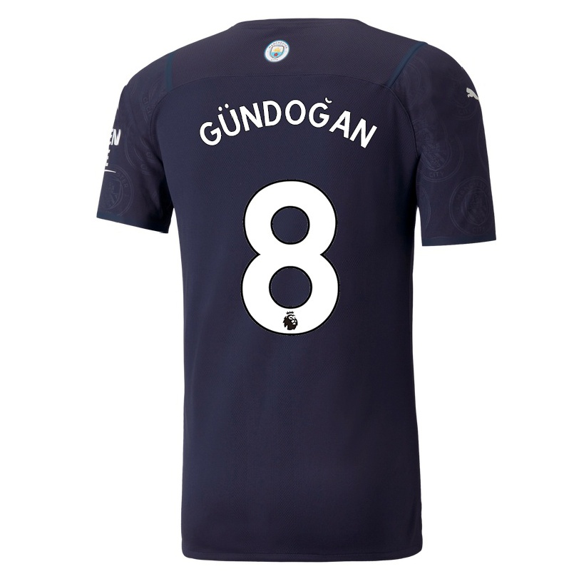 Enfant Football Maillot Ilkay Gundogan #8 Bleu Foncé Tenues Third 2021/22 T-shirt