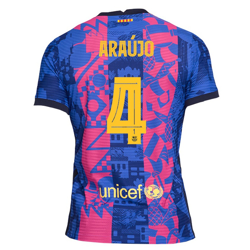 Enfant Football Maillot Ronald Araujo #4 Rose Bleue Tenues Third 2021/22 T-shirt
