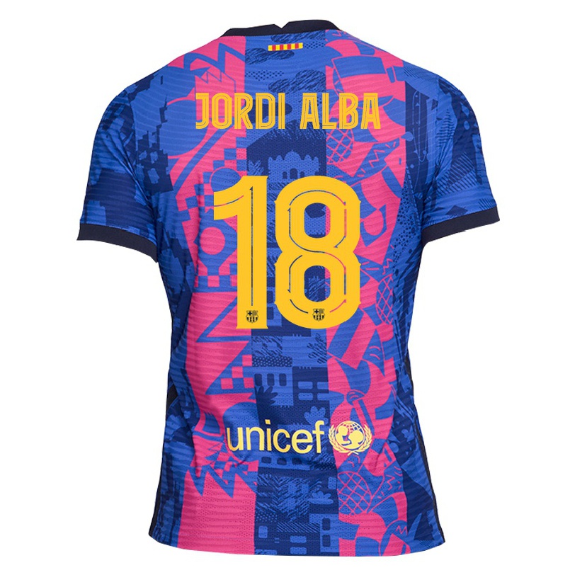 Enfant Football Maillot Jordi Alba #18 Rose Bleue Tenues Third 2021/22 T-shirt