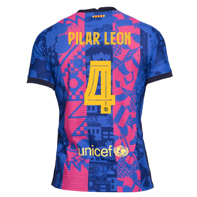 Enfant Football Maillot Maria Pilar Leon #4 Rose Bleue Tenues Third 2021/22 T-Shirt