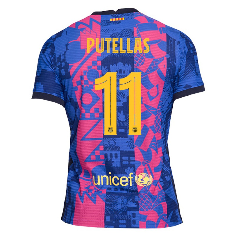 Enfant Football Maillot Alexia Putellas #11 Rose Bleue Tenues Third 2021/22 T-shirt