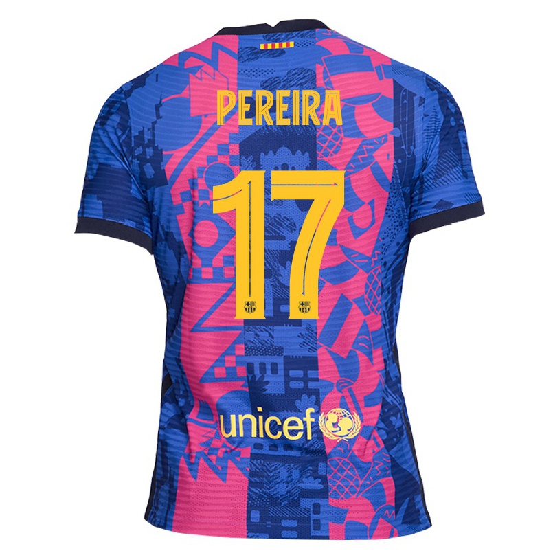 Enfant Football Maillot Andrea Pereira #17 Rose Bleue Tenues Third 2021/22 T-shirt