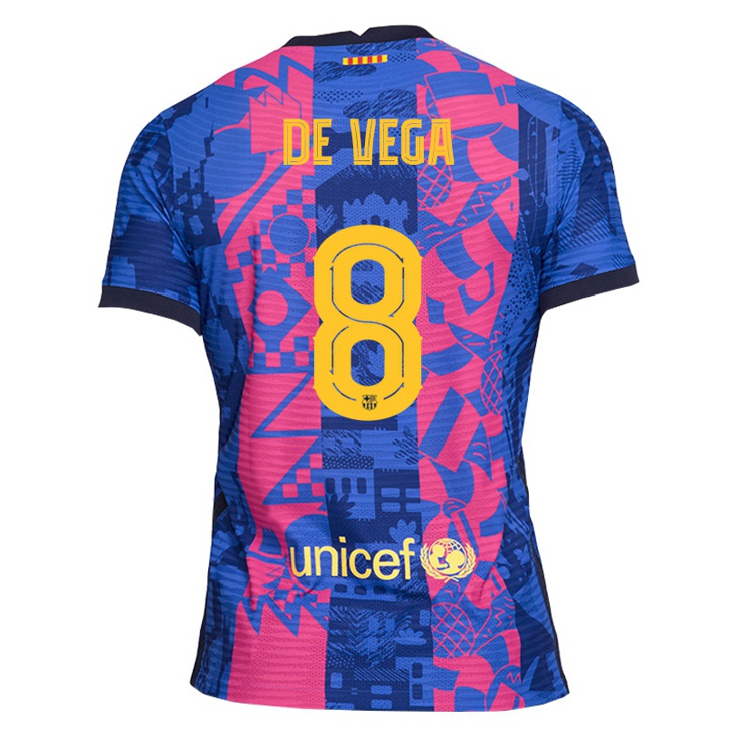 Enfant Football Maillot Lucas De Vega #8 Rose Bleue Tenues Third 2021/22 T-shirt