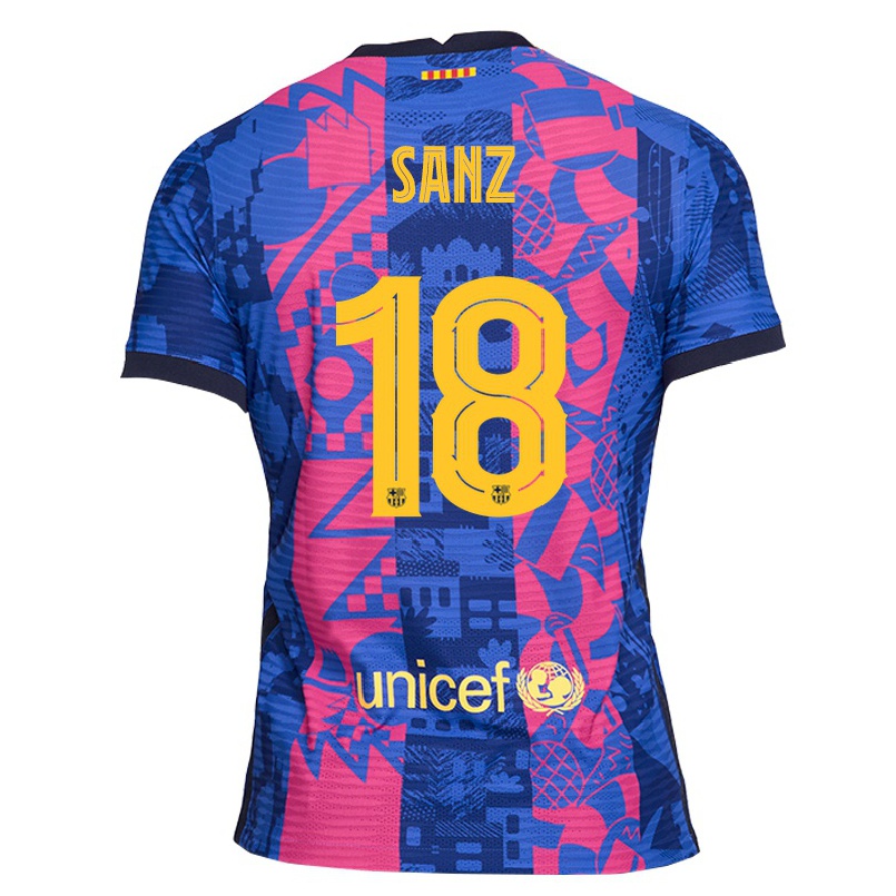 Enfant Football Maillot Alvaro Sanz #18 Rose Bleue Tenues Third 2021/22 T-shirt