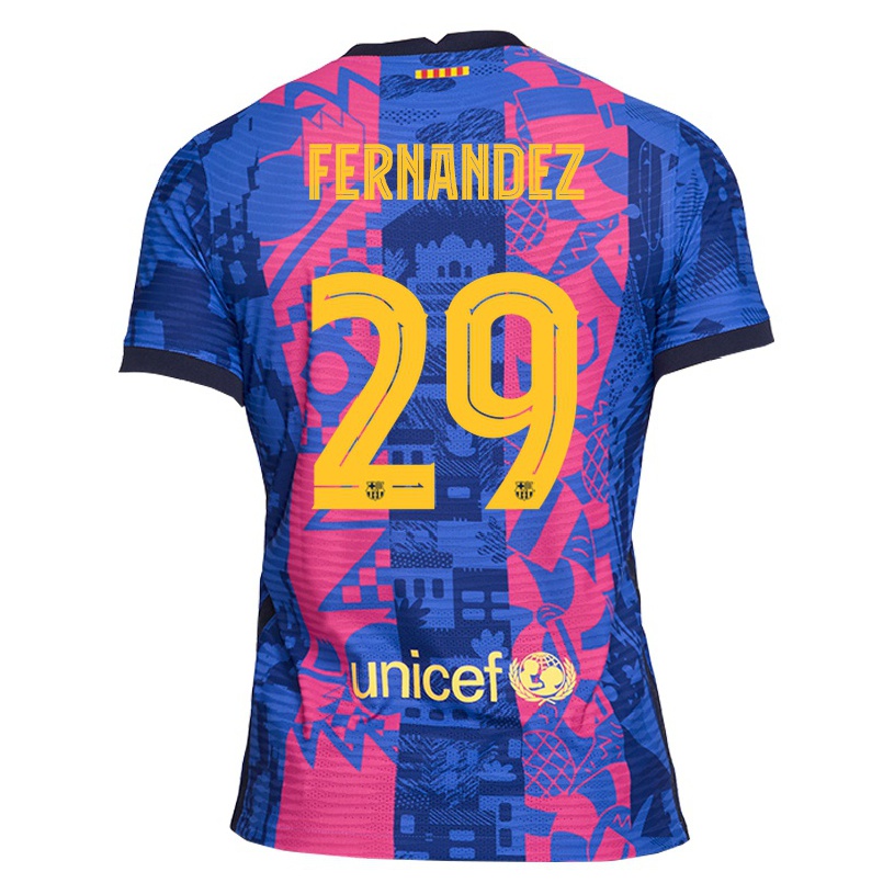 Enfant Football Maillot Gerard Fernandez #29 Rose Bleue Tenues Third 2021/22 T-shirt