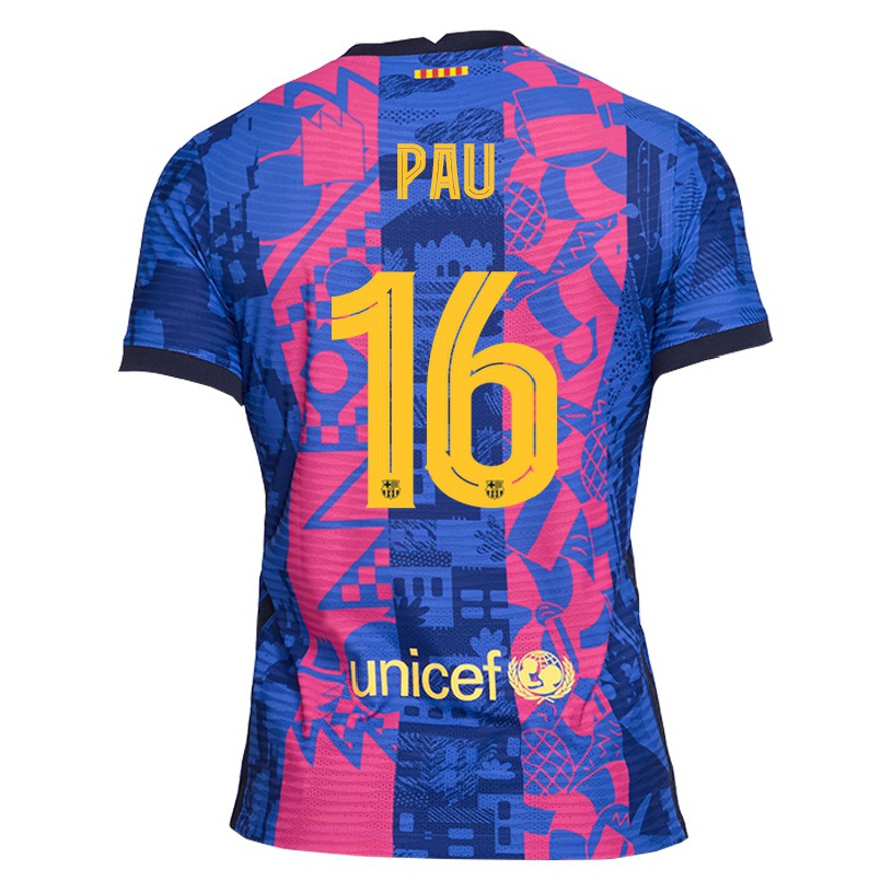 Enfant Football Maillot Gasol Pau #16 Rose Bleue Tenues Third 2021/22 T-shirt