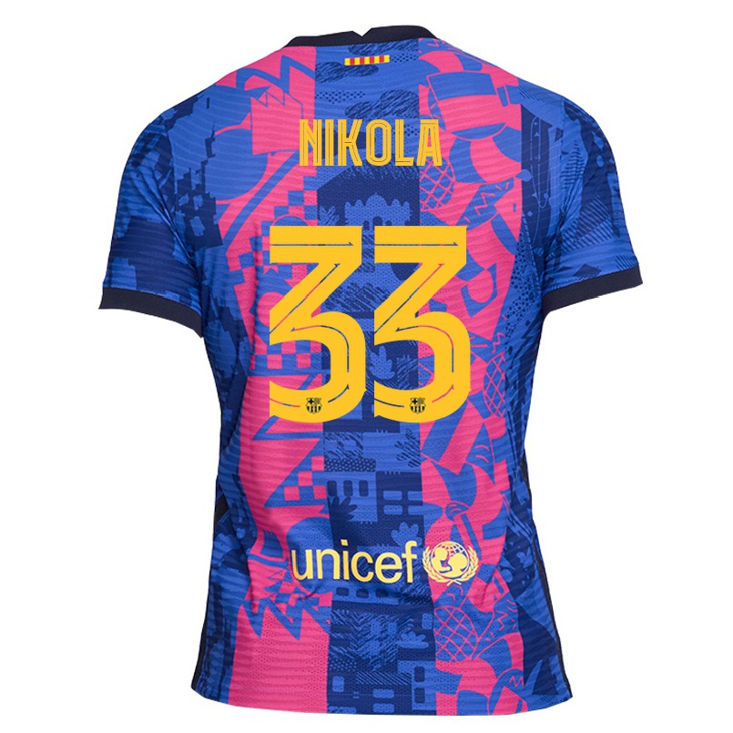 Enfant Football Maillot Mirotic Nikola #33 Rose Bleue Tenues Third 2021/22 T-shirt