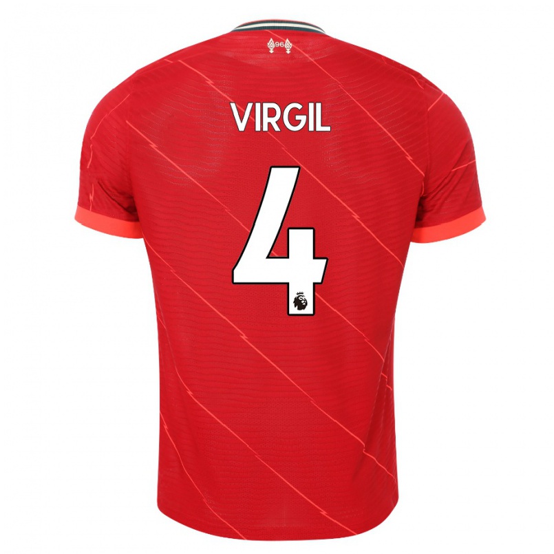 Homme Football Maillot Virgil Van Dijk #4 Rouge Tenues Domicile 2021/22 T-shirt