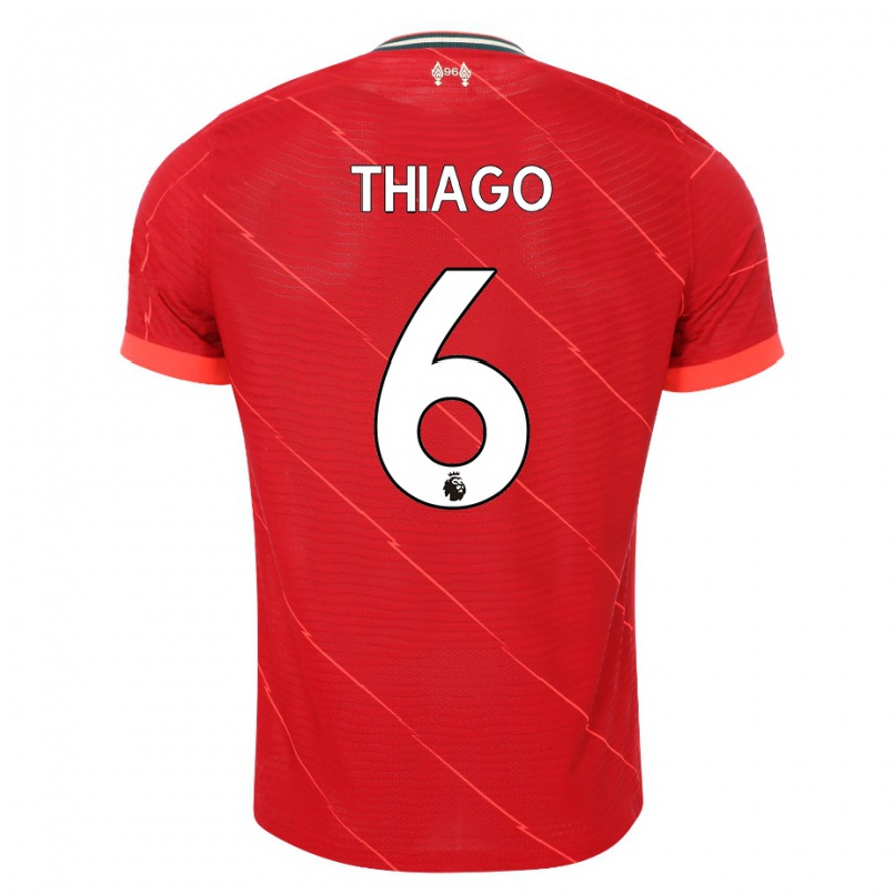 Homme Football Maillot Thiago #6 Rouge Tenues Domicile 2021/22 T-shirt