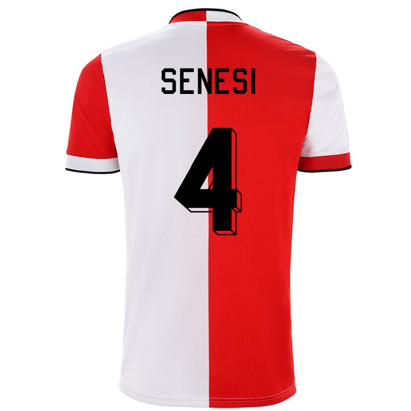 Homme Football Maillot Marcos Senesi #4 Rouge Blanc Tenues Domicile 2021/22 T-shirt