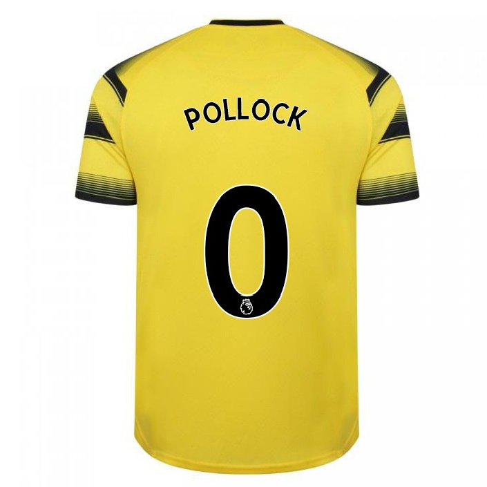 Homme Football Maillot Mattie Pollock #0 Jaune Noir Tenues Domicile 2021/22 T-shirt