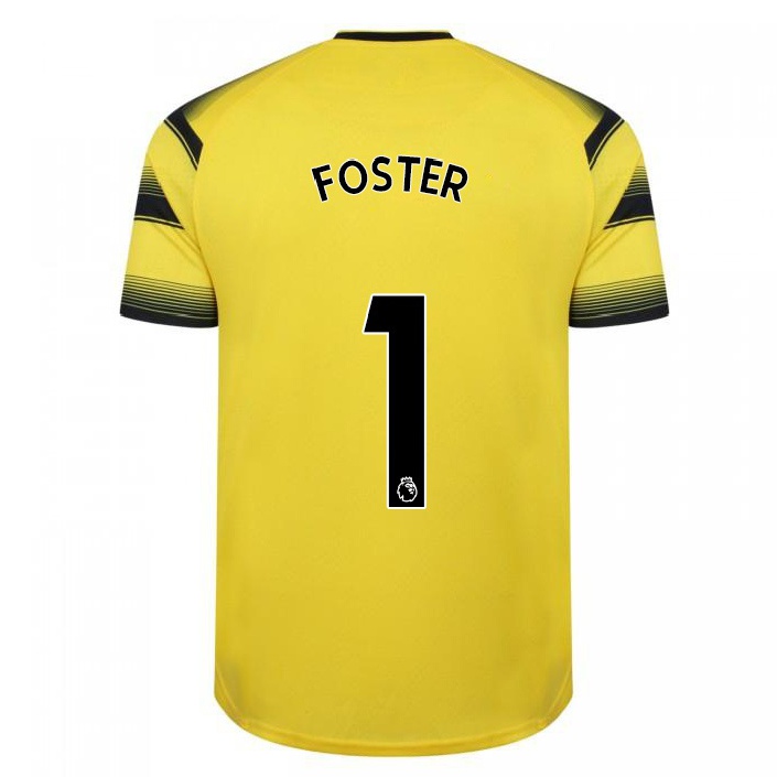 Homme Football Maillot Ben Foster #1 Jaune Noir Tenues Domicile 2021/22 T-shirt