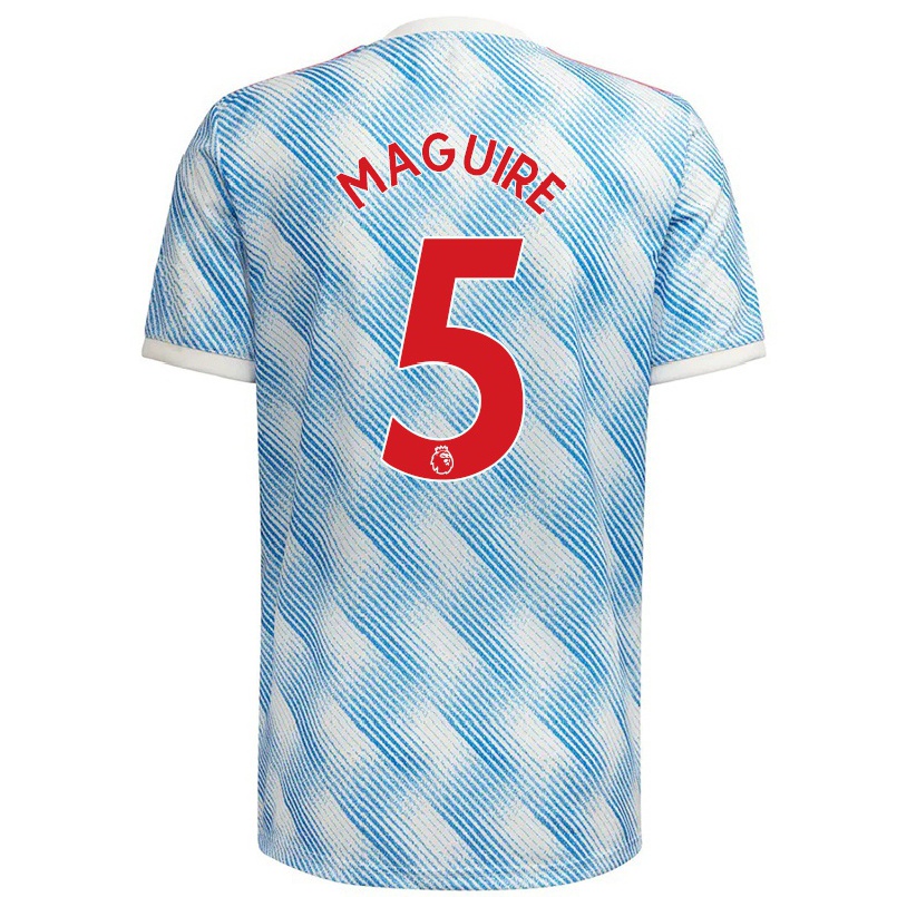 Homme Football Maillot Harry Maguire #5 Bleu Blanc Tenues Extérieur 2021/22 T-shirt