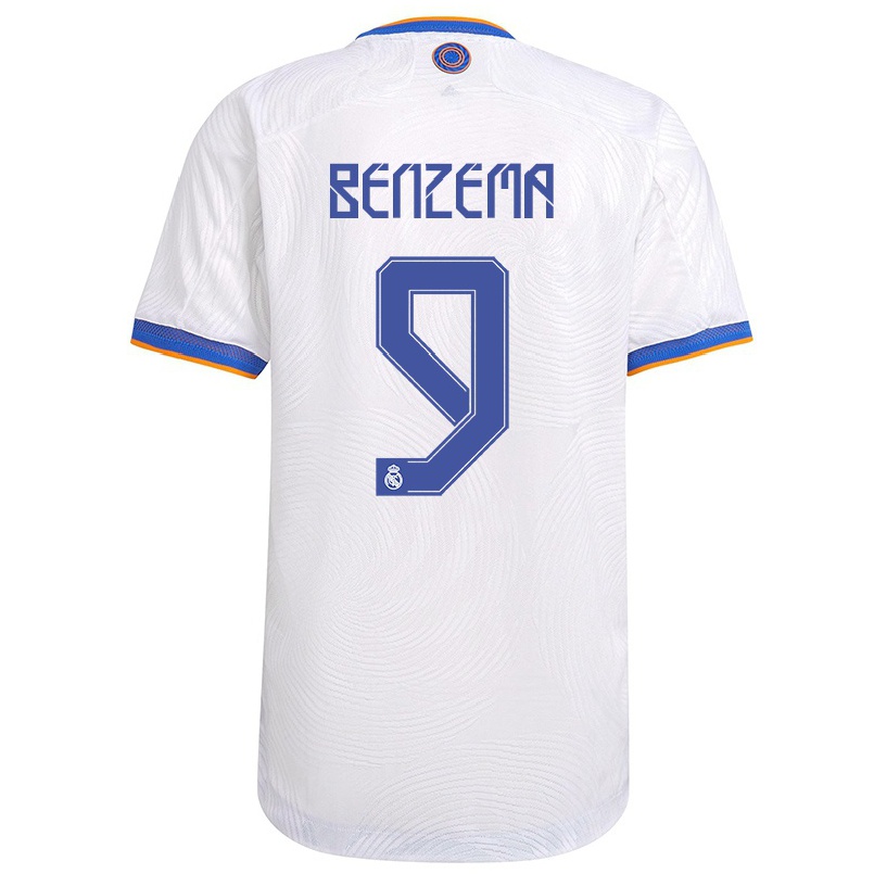 Homme Football Maillot Karim Benzema #9 Blanche Tenues Domicile 2021/22 T-shirt