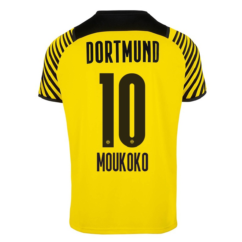 Homme Football Maillot Youssoufa Moukoko #10 Jaune Tenues Domicile 2021/22 T-shirt