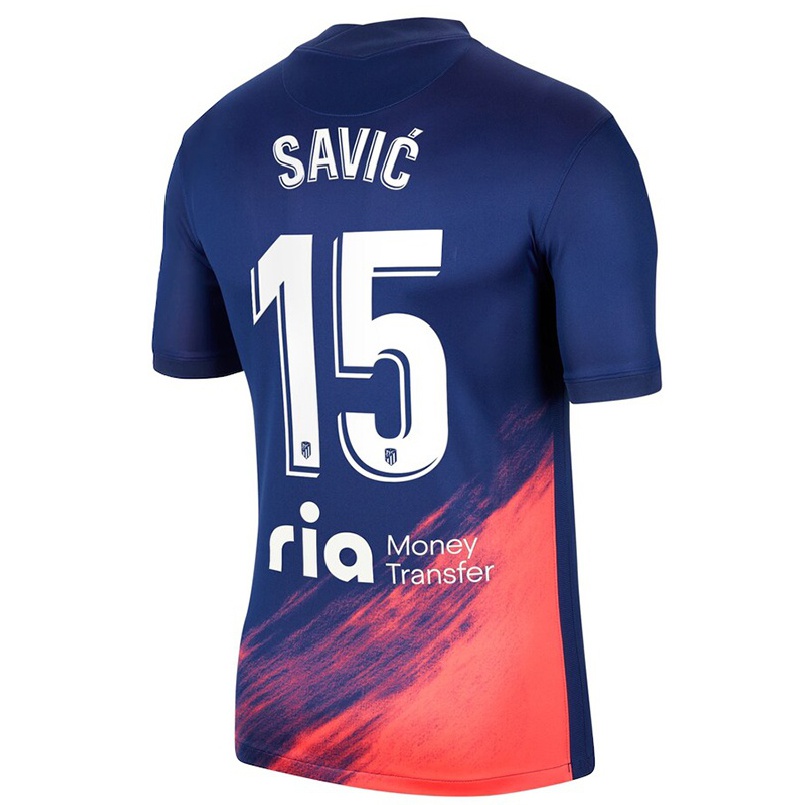 Homme Football Maillot Stefan Savic #15 Bleu Foncé Orange Tenues Extérieur 2021/22 T-shirt