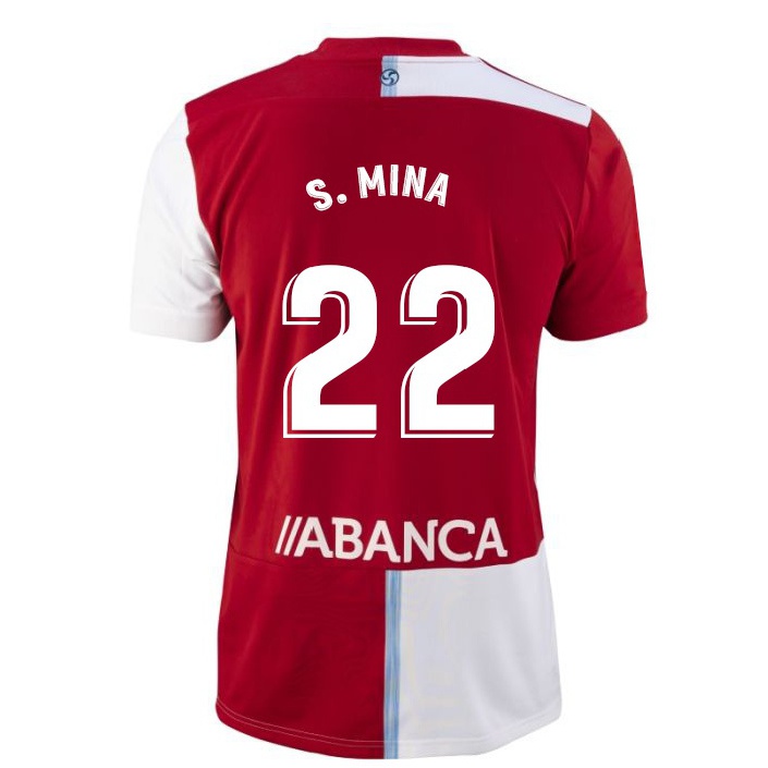Homme Football Maillot Santi Mina #22 Rouge Blanc Tenues Extérieur 2021/22 T-shirt