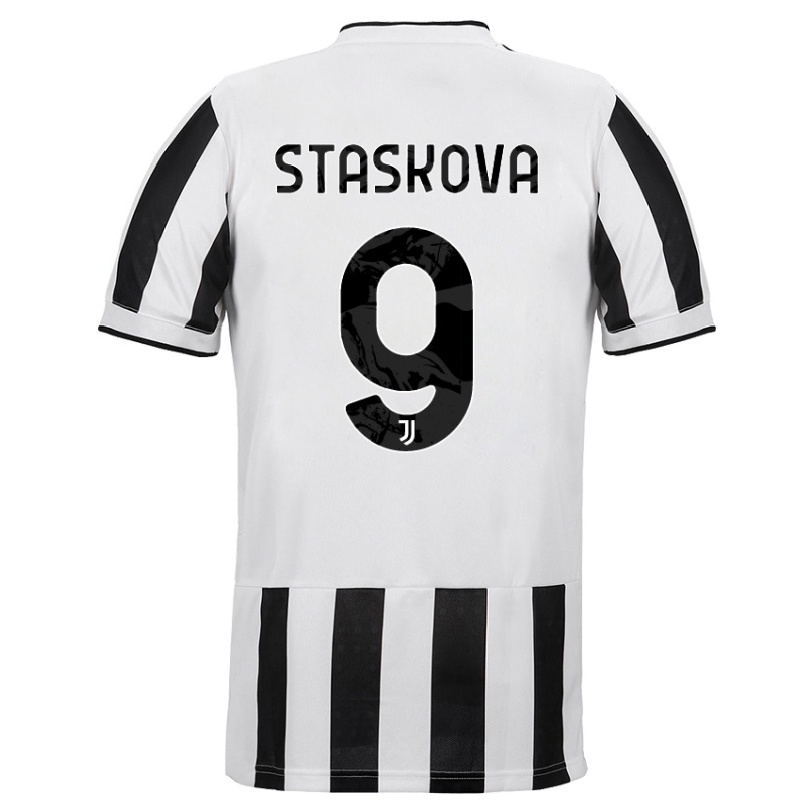 Homme Football Maillot Andrea Staskova #9 Blanc Noir Tenues Domicile 2021/22 T-shirt