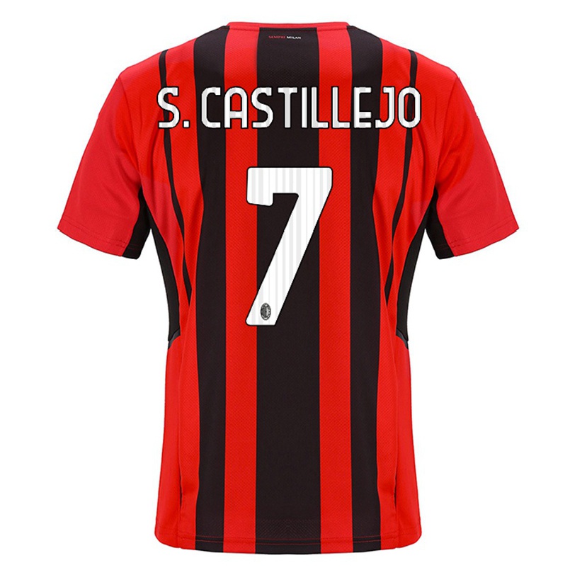 Homme Football Maillot Samu Castillejo #7 Rouge Noir Tenues Domicile 2021/22 T-shirt