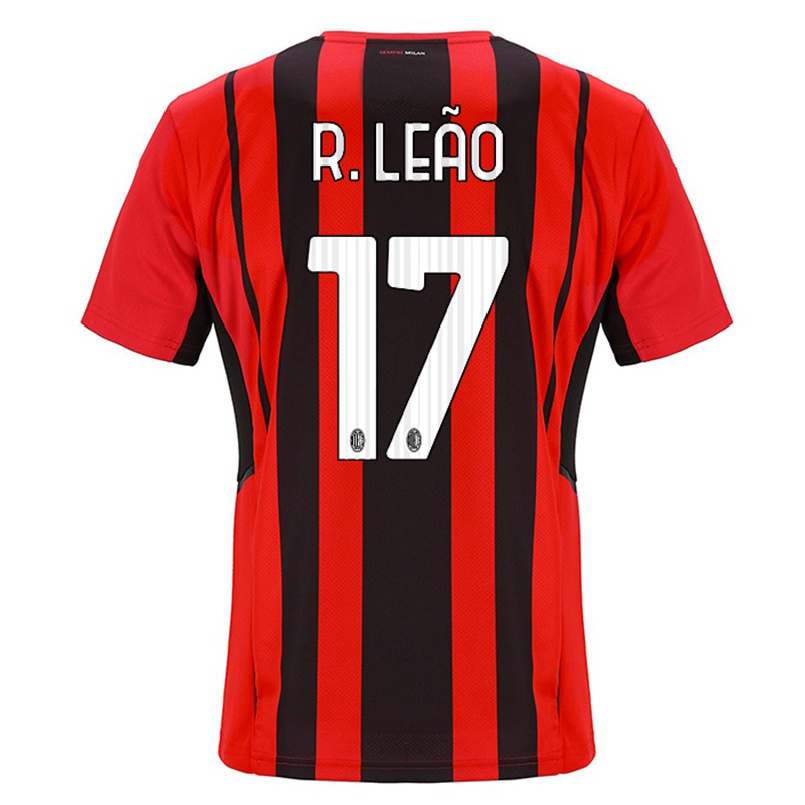 Homme Football Maillot Rafael Leao #17 Rouge Noir Tenues Domicile 2021/22 T-shirt