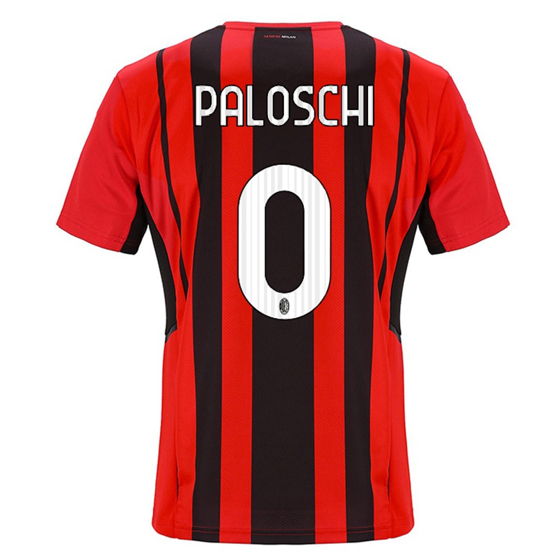 Homme Football Maillot Mattia Paloschi #0 Rouge Noir Tenues Domicile 2021/22 T-shirt