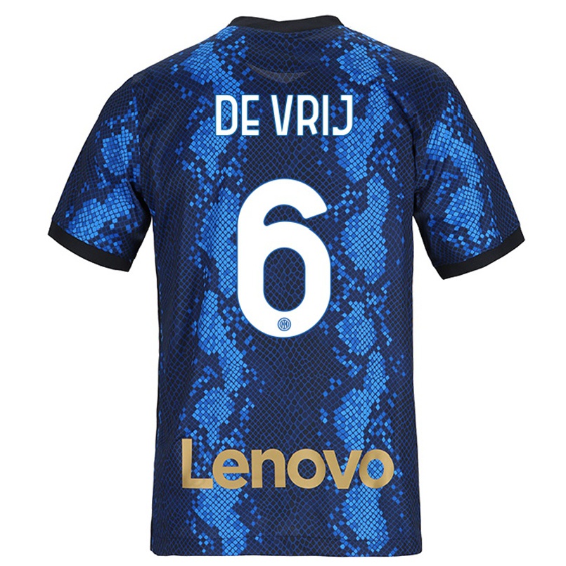 Homme Football Maillot Stefan De Vrij #6 Bleu Foncé Tenues Domicile 2021/22 T-shirt