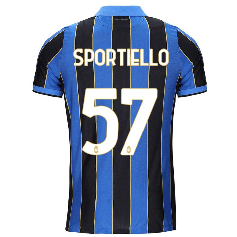 Homme Football Maillot Marco Sportiello #57 Noir Bleu Tenues Domicile 2021/22 T-shirt