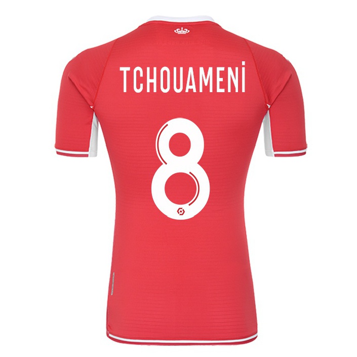 Homme Football Maillot Aurelien Tchouameni #8 Rouge Blanc Tenues Domicile 2021/22 T-shirt