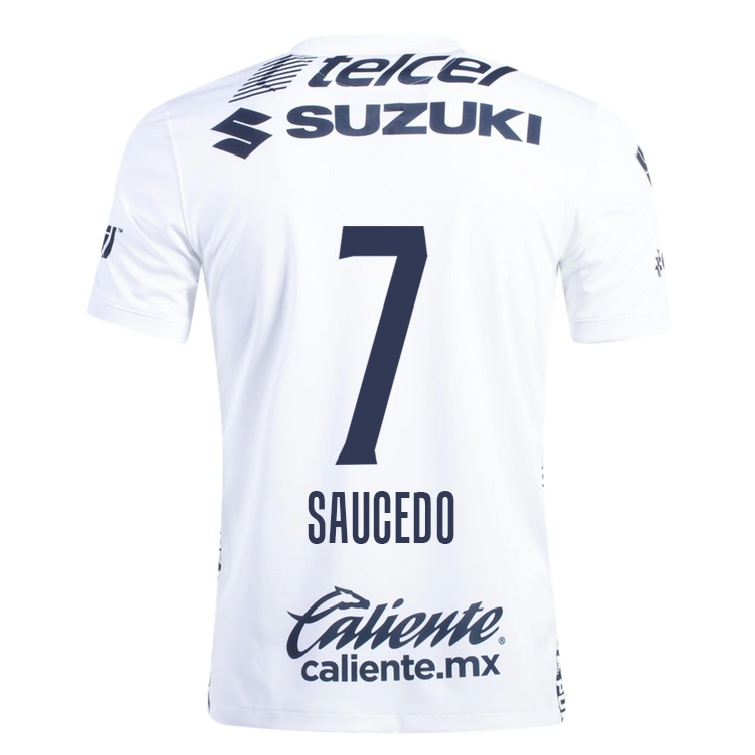Homme Football Maillot Sebastian Saucedo #7 Blanche Tenues Domicile 2021/22 T-shirt
