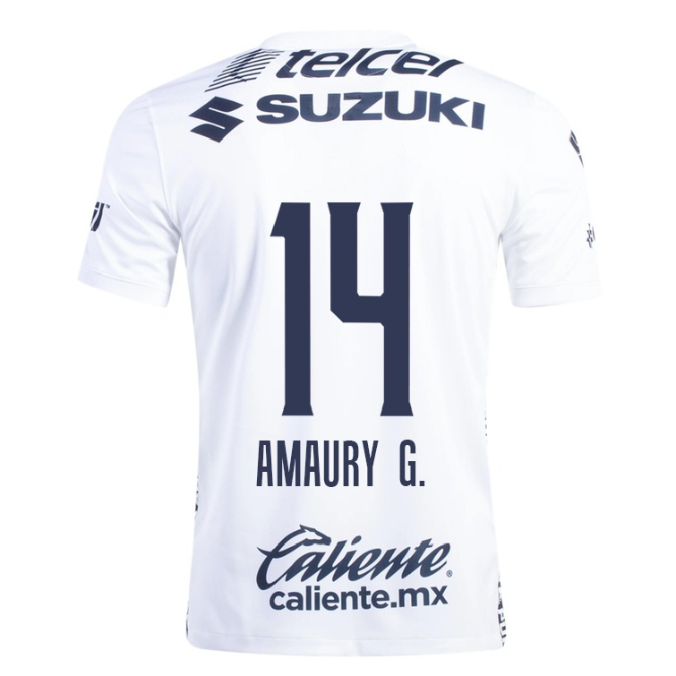 Homme Football Maillot Amaury Garcia #14 Blanche Tenues Domicile 2021/22 T-shirt