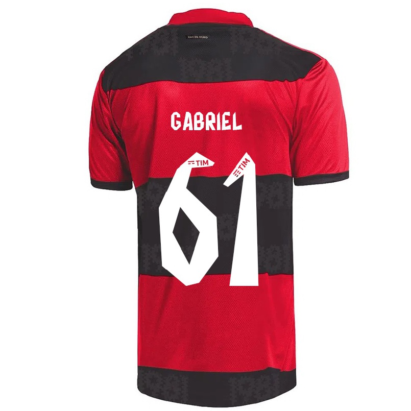 Homme Football Maillot Vitor Gabriel #61 Rouge Noir Tenues Domicile 2021/22 T-shirt
