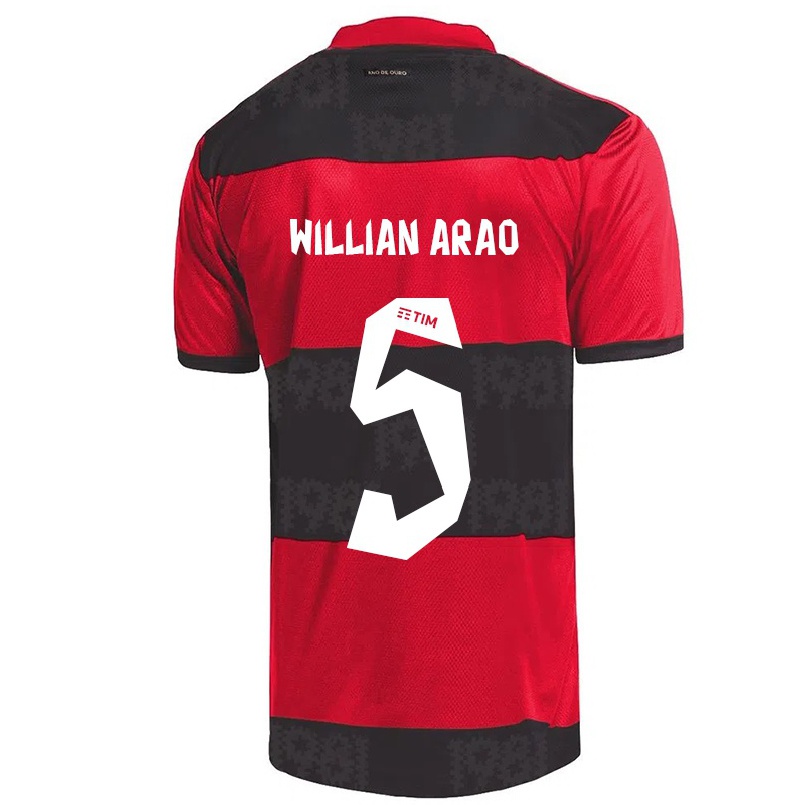 Homme Football Maillot Willian Arao #5 Rouge Noir Tenues Domicile 2021/22 T-shirt