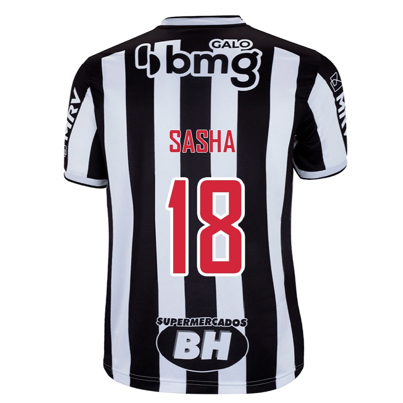 Homme Football Maillot Eduardo Sasha #18 Blanc Noir Tenues Domicile 2021/22 T-shirt