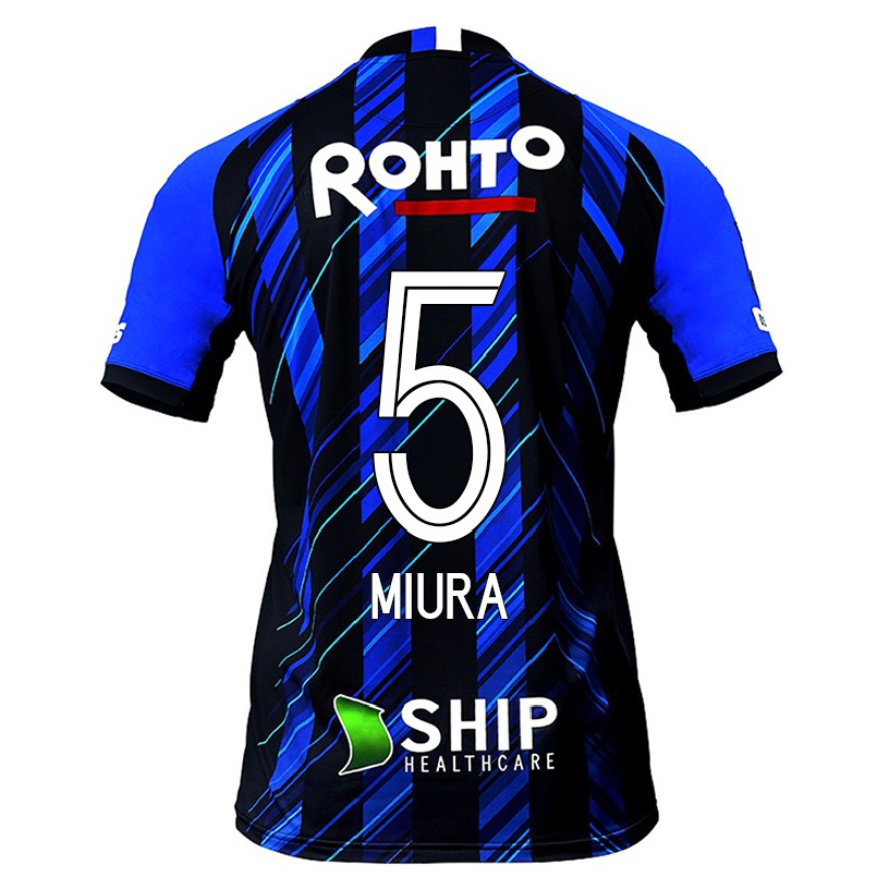 Homme Football Maillot Genta Miura #5 Noir Bleu Tenues Domicile 2021/22 T-shirt