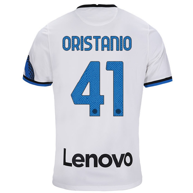 Homme Football Maillot Gaetano Oristanio #41 Blanc Bleu Tenues Extérieur 2021/22 T-shirt