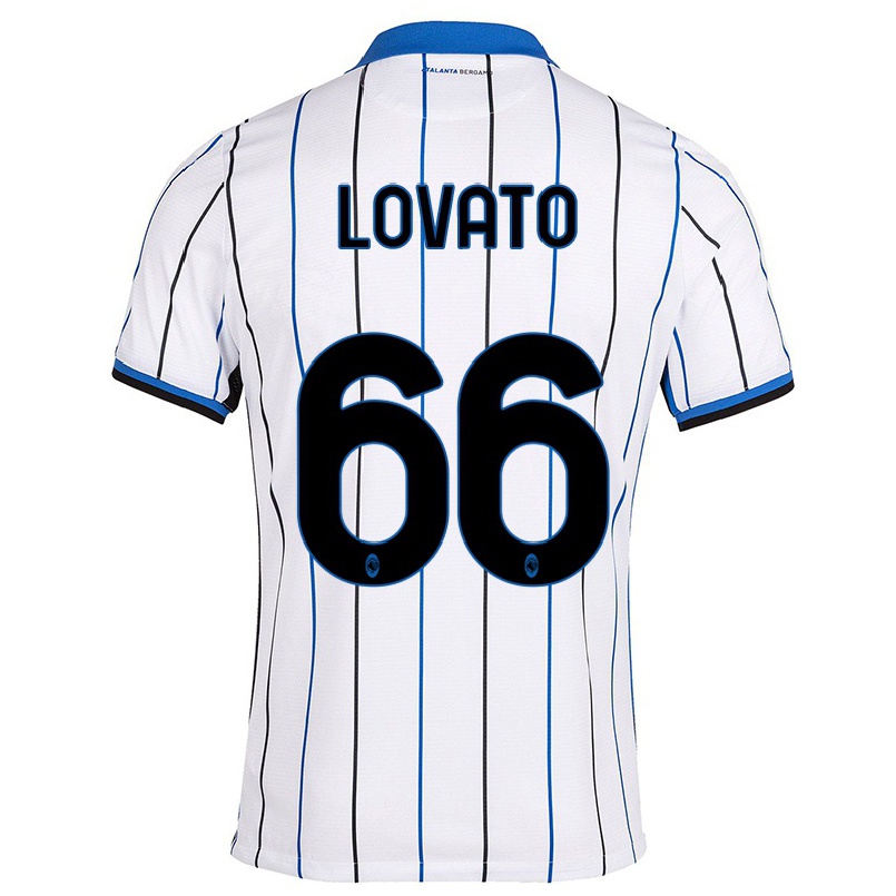 Homme Football Maillot Matteo Lovato #66 Bleu Blanc Tenues Extérieur 2021/22 T-shirt