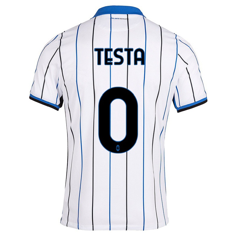 Homme Football Maillot Andrea Testa #0 Bleu Blanc Tenues Extérieur 2021/22 T-shirt